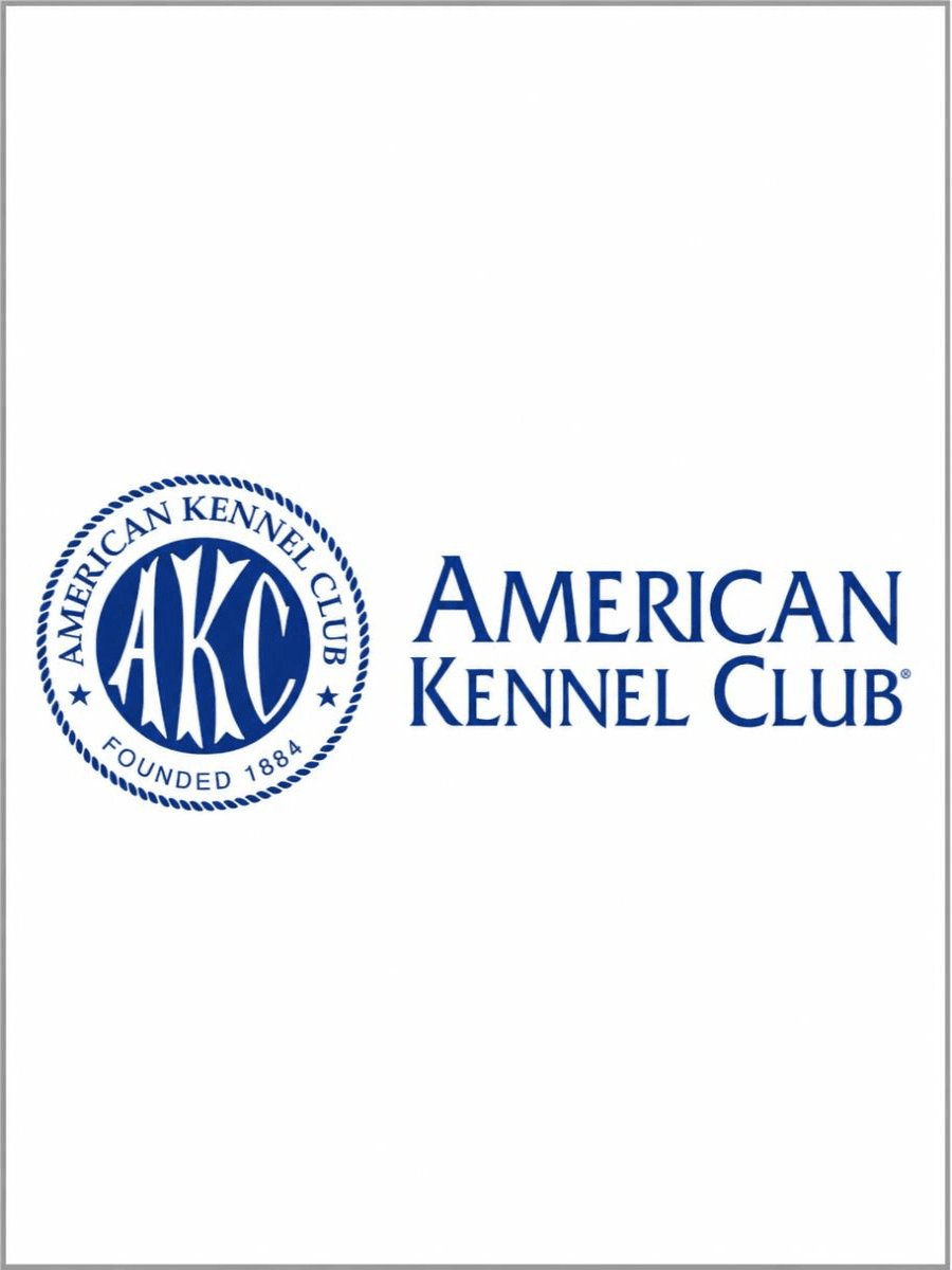 Portrait of an American Kennel Club logo on white background with a gray outline